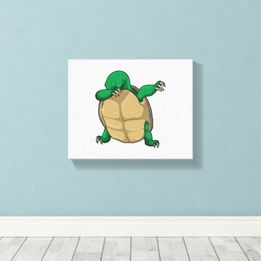 Turtle at Hip Hop Dance Dab Canvas Afdruk (Insitu (Houten vloer))