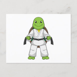 Turtle at Martial kuns with black Belt Briefkaart
