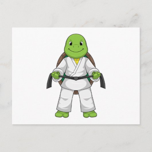 Turtle at Martial kuns with black Belt Briefkaart (Voorkant)
