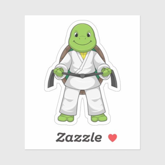Turtle at Martial kuns with black Belt Sticker (Vel)