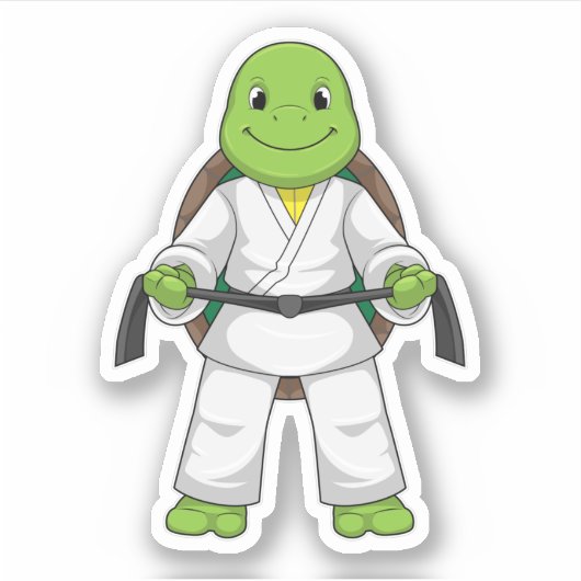 Turtle at Martial kuns with black Belt Sticker (Voorkant)