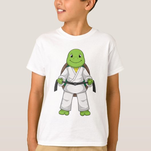 Turtle at Martial kuns with black Belt T-shirt (Voorkant)