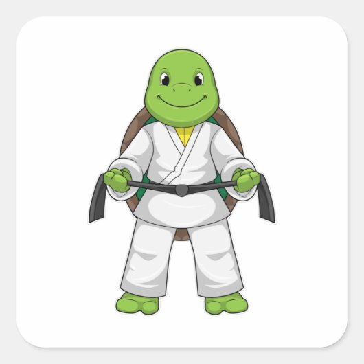 Turtle at Martial kuns with black Belt Vierkante Sticker (Voorkant)