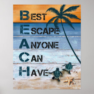 Turtle B.E.A.C.H Inspiratie & Motivatie Poster