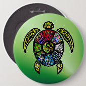 Turtle Ba-Gua Ronde Button 6,0 Cm (Voorkant /achterkant)