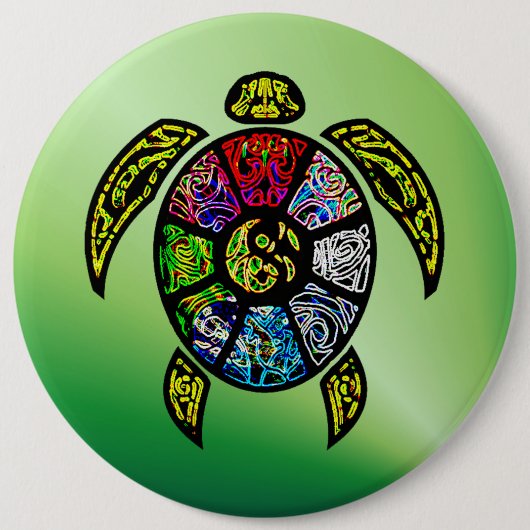 Turtle Ba-Gua Ronde Button 6,0 Cm (Voorkant)