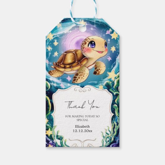Turtle Baby Shower Cadeaulabel (Voorkant)
