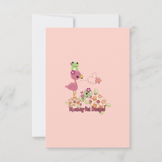 TURTLE Baby shower Hartelijk dank, 3,5-inch x5-inc Bedankkaart (Achterkant)