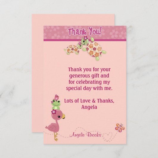 TURTLE Baby shower Hartelijk dank, 3,5-inch x5-inc Bedankkaart (Voorkant / Achterkant)