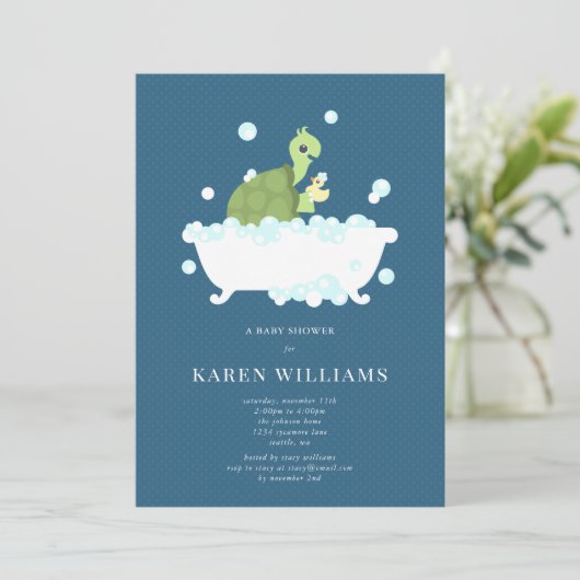 Turtle Baby shower Invitation Kaart (Staand voorkant)