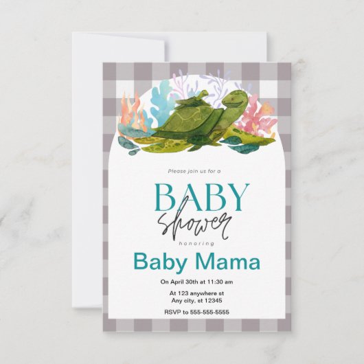 Turtle Baby shower Invitation Kaart (Voorkant)
