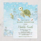 Turtle Baby shower Invitation onder de Zee Oceaan Kaart (Voorkant / Achterkant)