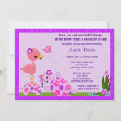 TURTLE Baby shower Invitation Pond Flamingo PAARS Kaart (Voorkant)