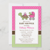 Turtle Baby shower Invitation roze Kaart (Voorkant)
