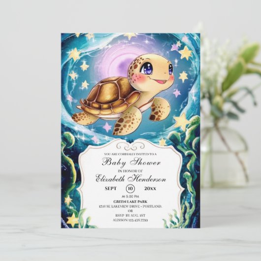 Turtle Baby Shower Kaart (Staand voorkant)