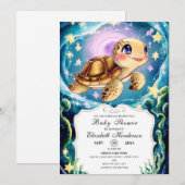 Turtle Baby Shower Kaart (Voorkant / Achterkant)