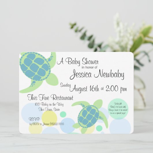 Turtle Baby Shower Kaart (Staand voorkant)