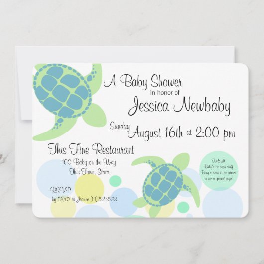 Turtle Baby Shower Kaart (Voorkant)
