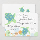 Turtle Baby Shower Kaart (Voorkant / Achterkant)