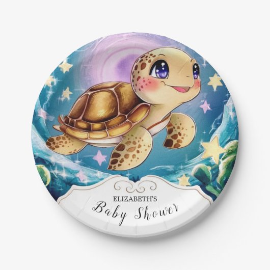 Turtle Baby Shower Papieren Bordje (Voorkant)