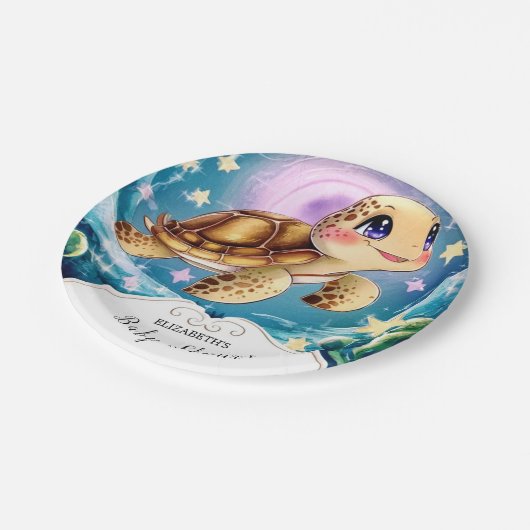 Turtle Baby Shower Papieren Bordje (Gekanteld)