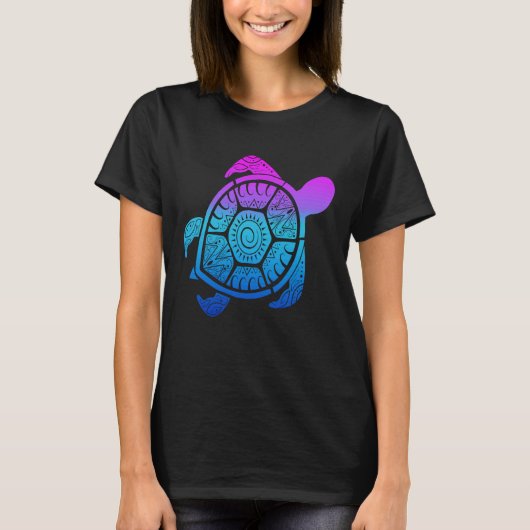 Turtle Back Mandala Carapace Turtle Swimming T-shirt (Voorkant)