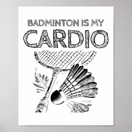 Turtle Badminton Player Shuttle Racket 1 Poster (Voorkant)