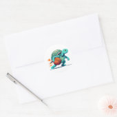 Turtle Baller Ronde Sticker (Envelop)