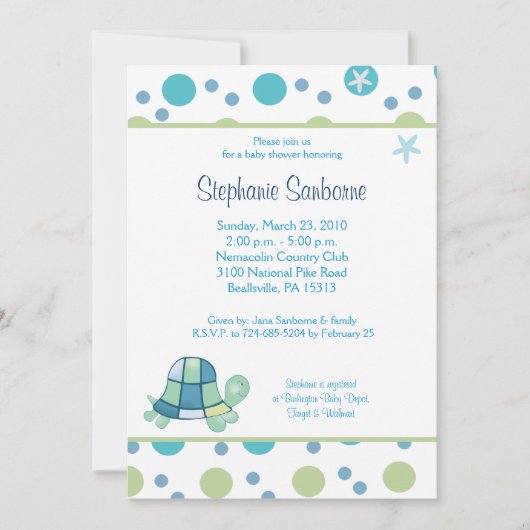Turtle Bay 5x7 Trendy Mod Dot Baby shower Kaart (Voorkant)