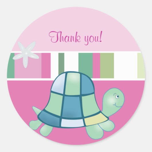 Turtle Bay Roze Ronde Dank u Favor Sticker (Voorkant)