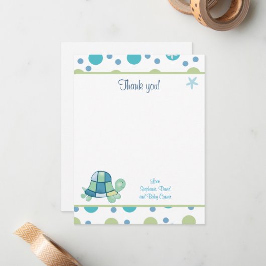 Turtle Bay Trendy Dot Flat Dank je wel Notitiekaartje (Voorkant / Achterkant in situ)