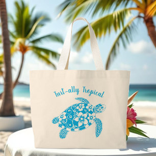 Turtle Beach Tas-lichtblauw Grote Tote Bag