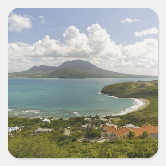 Turtle Beach, zuidoost schiereiland, St Kitts, Vierkante Sticker (Voorkant)