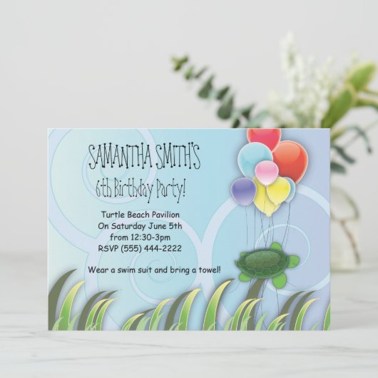 Turtle Birthday Invitation Kaart (Staand voorkant)