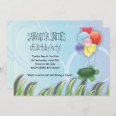 Turtle Birthday Invitation Kaart (Voorkant / Achterkant)