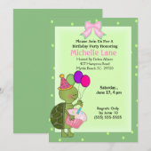 Turtle Birthday Invitation Kaart (Voorkant / Achterkant)