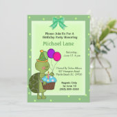 Turtle Birthday Invitation Kaart (Staand voorkant)