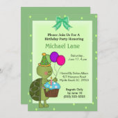 Turtle Birthday Invitation Kaart (Voorkant / Achterkant)