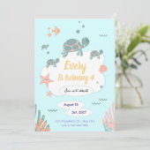 Turtle Birthday invitation under the sea invite Kaart (Staand voorkant)