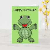 Turtle Birthday Kaart (Gele Bloem)