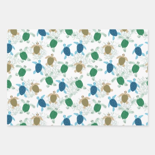 Turtle Birthday Party Waterverf Inpakpapier Vel (Voorkant 3)