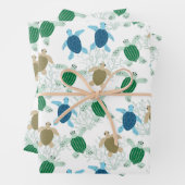 Turtle Birthday Party Waterverf Inpakpapier Vel (In situ)