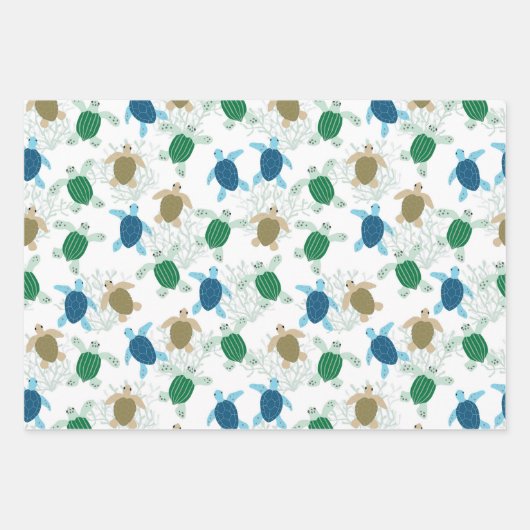 Turtle Birthday Party Waterverf Inpakpapier Vel (Voorkant)