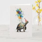 Turtle Birthday Party Wenskaart Kaart (Gele Bloem)