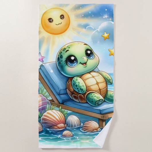 Turtle Bliss: sereniteit aan het strand Strandlaken (Voorkant)