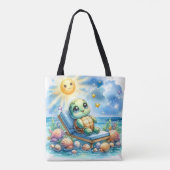 Turtle Bliss: sereniteit aan het strand Tote Bag (Achterkant)