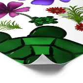 Turtle bloemenpatroon  poster (Hoek)