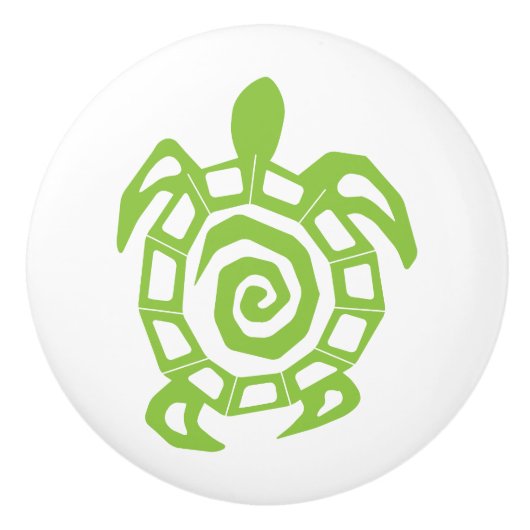 Turtle Blue Pattern Keramische Knop (Voorkant)