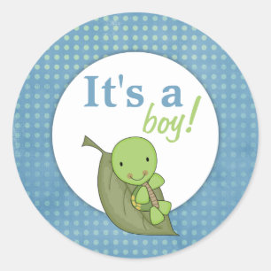 Turtle Blue Polka Dot Baby shower Ronde Sticker