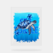Turtle Blue Zee Square Acryl Bord (Voorkant)